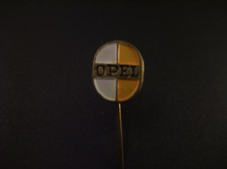 Opel auto oud logo wit geel ( goudkleurige band)